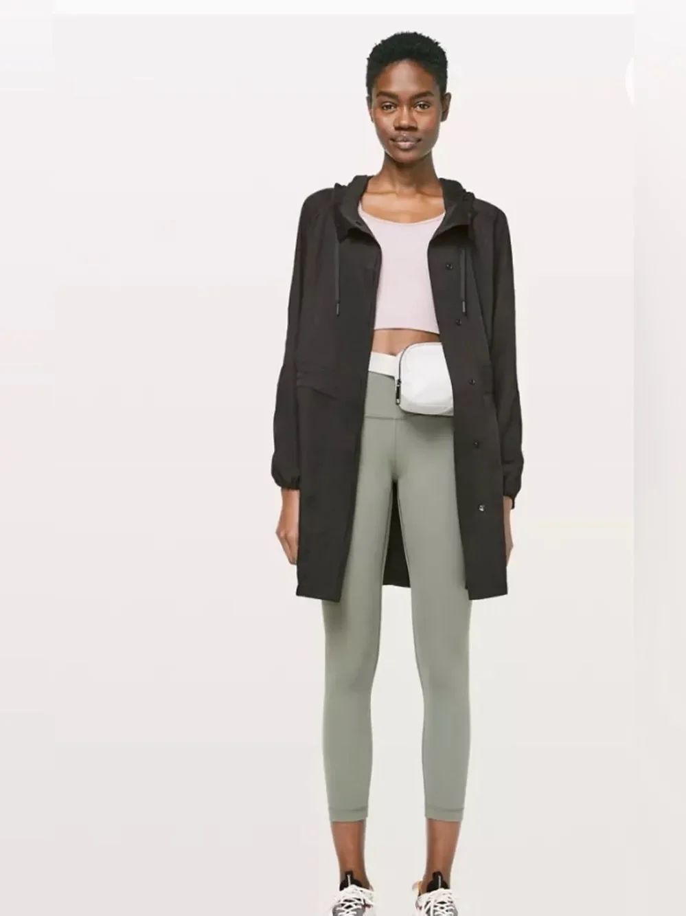 Lululemon Stroll On Lightweight Black Hooded Women's Jacket trench coat